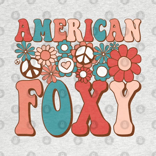 Retro Groovy American Foxy Matching Family 4th of July by BramCrye